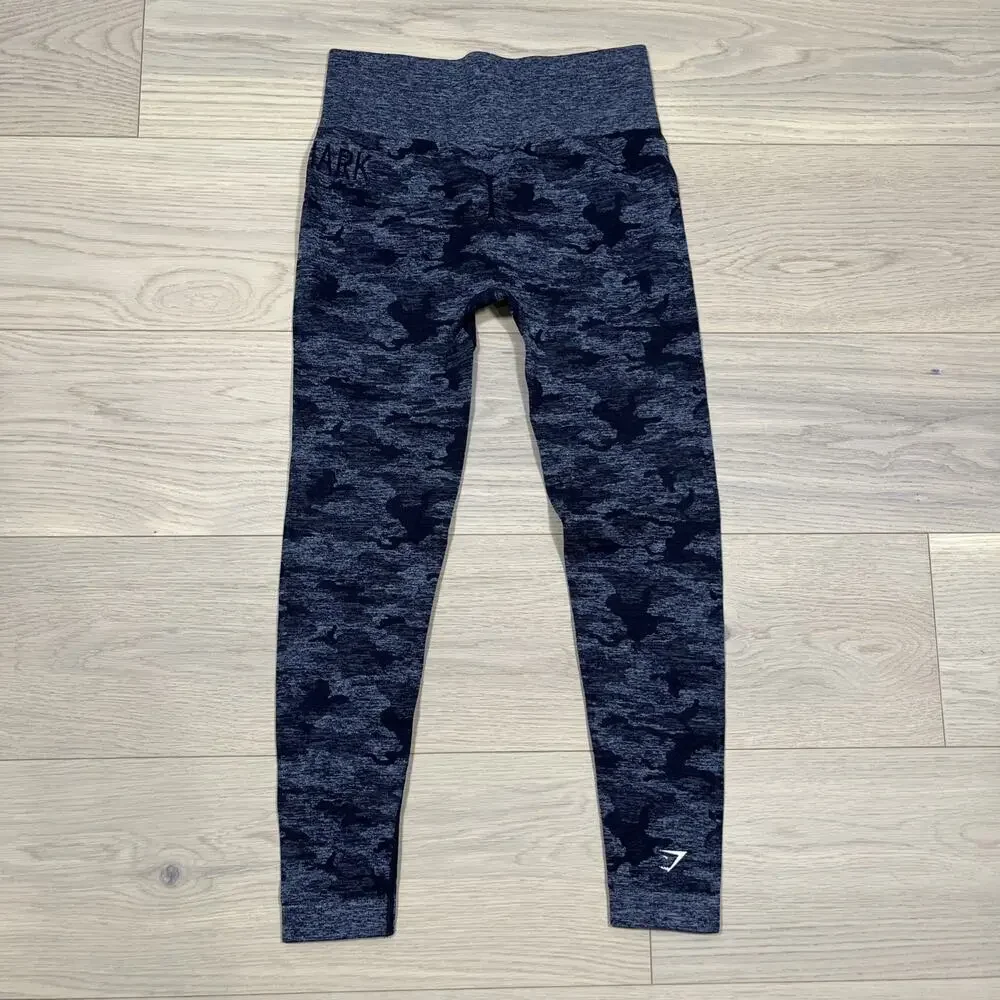 Gymshark Women’s Adapt Camo Seamless Leggings Black Grey - Picture 8 of 10